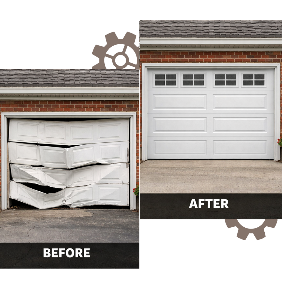 Before and after garage door repair in Santee CA